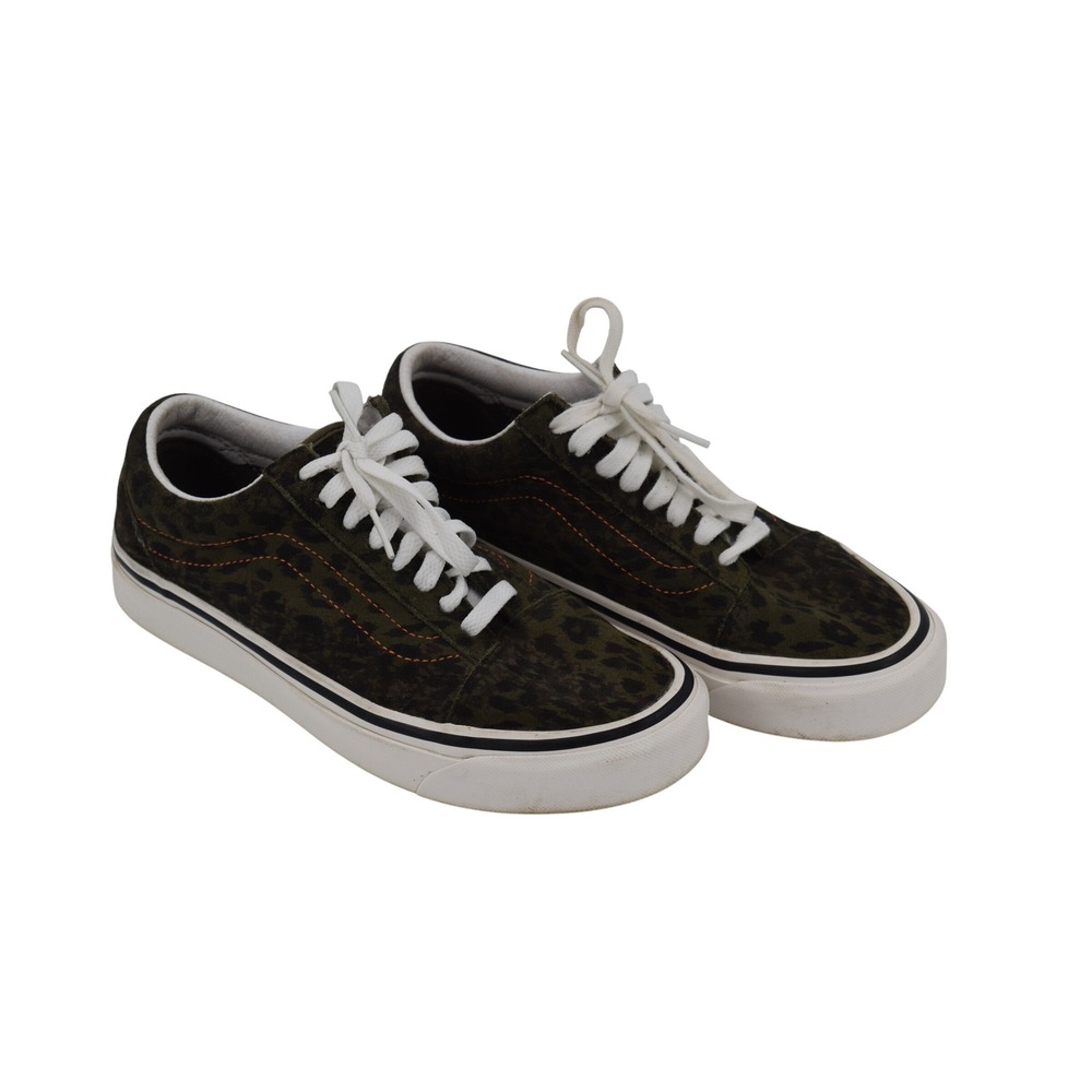 Vans Old Skool Leopard Print Sneakers Women's Size 8 Olive‎ Green